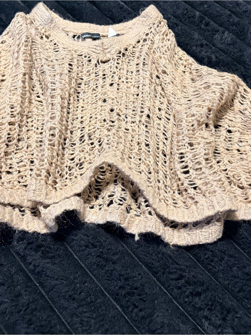 Moda International Beige Cropped Sweater - womens